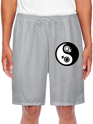 TOPNN Men's Yingyang Of Human Short Sweatpants Ash