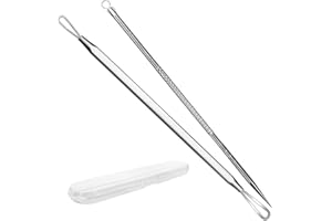 Vybiekr Stainless Steel Blackhead Remover, Pimple Extractor, Pimple Popper, Comedone Extractor, Surgical Grade Acne Treatment Tool, 3rd Generation Blemish Removal Kit for Face, Nose, T-Zone, 2Pcs