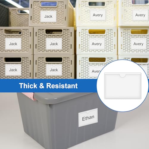 60 x Self-Adhesive Label Holders 10 x 6 cm for Labelling Window, Transparent, Transparent