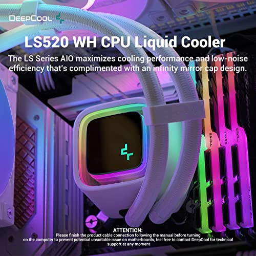 DeepCool Liquid Cooler LS520 WH 240mm 4th Gen DualChamber Pump 3100RPM