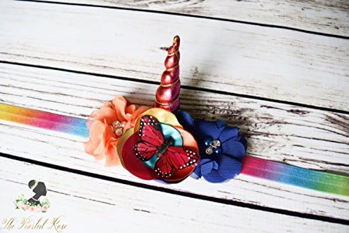 Handcrafted Rainbow Baby Unicorn Headband - Newborn Unicorn Horn Headband - Small Unicorn Headband - Rainbow Unicorn Costume Accessory - Bow
