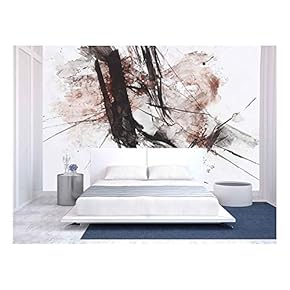 Black and Red Abstract Brush Painting - Removable Wall Mural | Self-Adhesive Large Wallpaper - 66x96 inches