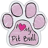 Pink Scribble Paws: I LOVE MY PIT BULL TERRIER PITBULL | Dog Paw Shaped Magnets