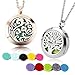 2 Pack Necklace Diffuser Locket,GoorDik Essential Oil Aromatherapy Diffuser Necklace 10 Felt Pads — Stainless Steel Rose Gold Cloud and Steel Color Tree Pendant Locket