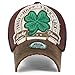 ililily Four Leaf Clover Patch Faux Leather Brim Trucker Hat Baseball Cap, Brown