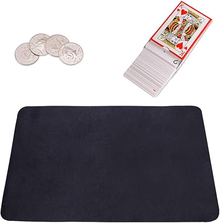 Amazon Kungfu Mall クロースアップマット 60x40cm マジック用 手品グッズ トランプ マジック マット ハーフダラー コイン 4個セット マジックコイン トランプカード 54枚 マジックアイテムセット マジック 手品 おもちゃ