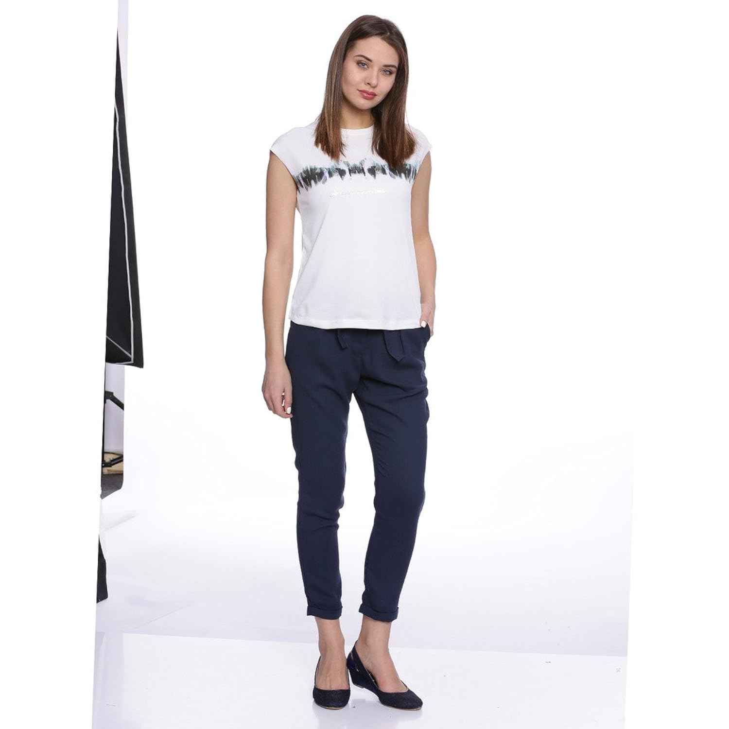 amari west navy blue polyester trousers