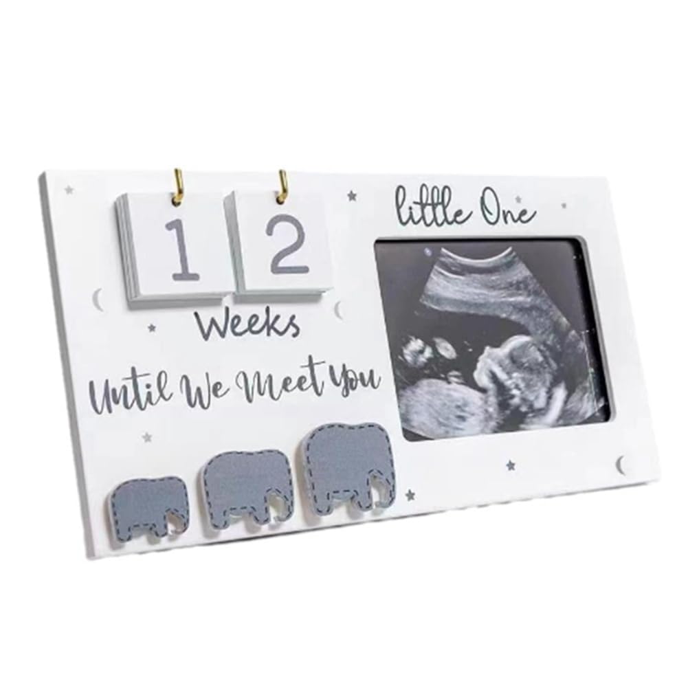 Idhadkc 1 Piece Baby First Scan Photo Frames Pregnancy Announcement Gifts Picture Pregnant White Baby Sonogram Picture Frame Countdown Weeks