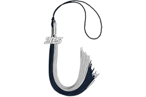 Endea Graduation Double Color Tassel with Silver Date Drop (Dark Navy Blue/Grey, 2025)