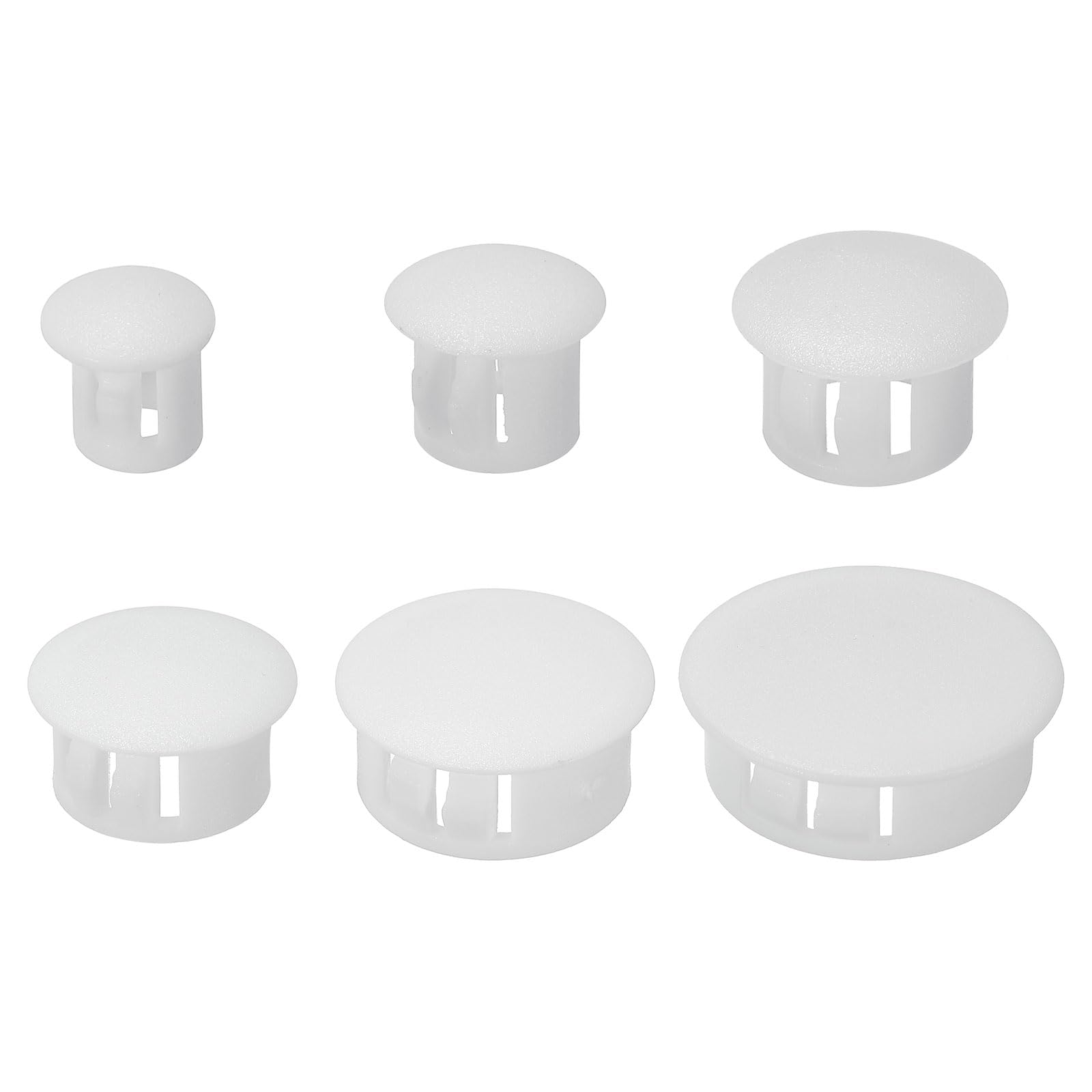 PATIKIL Plastic Hole Plugs, 150Pcs Flush Type Round Hole Plugs Cover Snap in Locking Hole Tube for Table Kitchen Cabinet Furniture, White(6mm, 8mm, 10mm, 13mm, 16mm, 20mm)