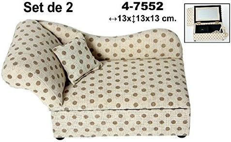Supernova decoracion-set 2 Boxes Jewellery Box Covered Fabric with Polka Dots Form of Armchair. Measures 13 * 13 * 13 cm