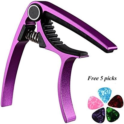 OPOCC Guitar Capo  Acoustic &amp; Electric Guitars, Ukulele, Banjo, Mandolin, Bass - Made of Ultra Lightweight Aluminum Metal for 6 &amp; 12 String Instruments (Purple)