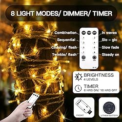 suddus Christmas Lights Outdoor,66 ft 200 LED Warm