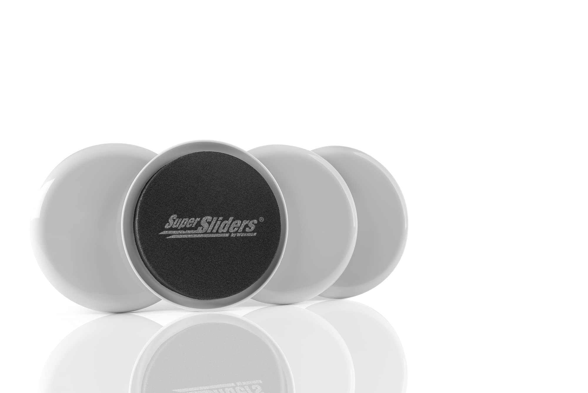 Super Sliders 3 1/2" Round Reusable Furniture Sliders for Carpet Quickly and Easily Move Any Item, Gray, 4 Count (Pack of 1)