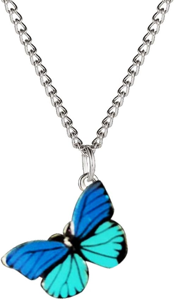 Color Butterfly Necklace for Women Pendant Neck Chain Choker Jewelry