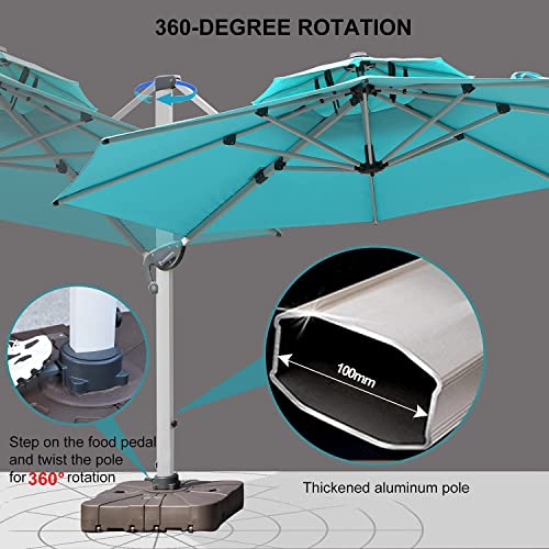 LKINBO 10 FT Offset Patio Umbrella with Waterproof Cover 360 Degree