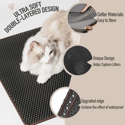 Shekkam Cat Litter Mat Large DoubleLayer Litter Trapping Mat, Diamond