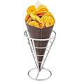 Restaurantware Conetek 10-Inch Eco-Friendly Black Finger Food Cones: Perfect for Appetizers - Food-Safe Paper Cone - Disposable and Recyclable - 100-CT