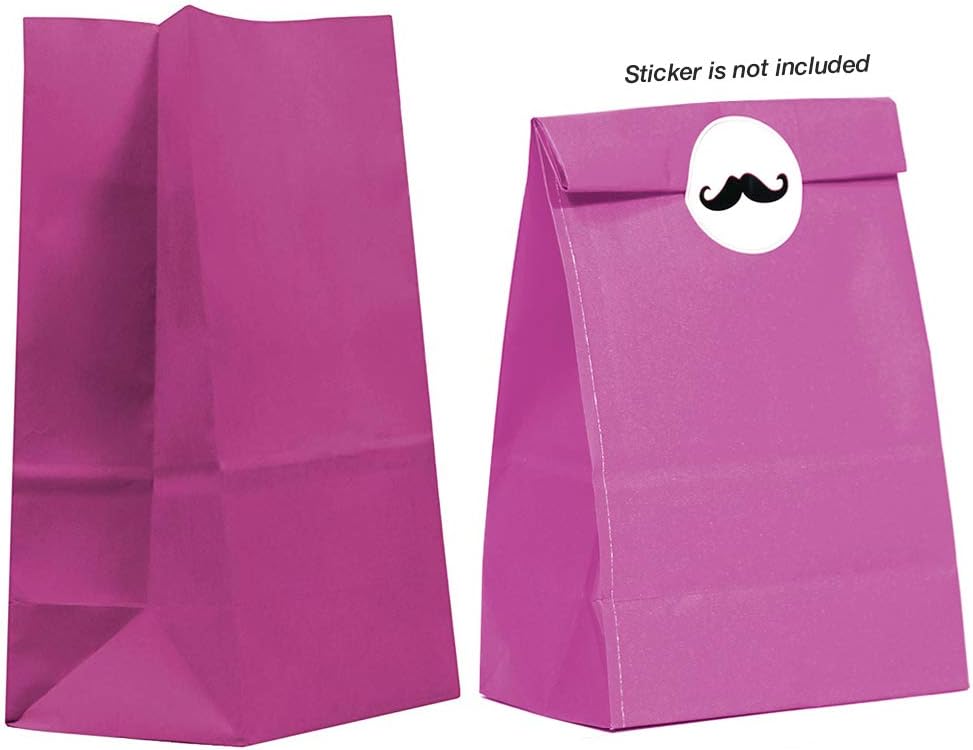 40CT Biodegradable, Food Safe Ink & Paper, Premium Quality Paper (Thicker), Paper Bag, Kraft Paper Sack, Goody Bags, Treat Sacks, Perfect for Party Filled with Small Favors (Medium, Magenta)