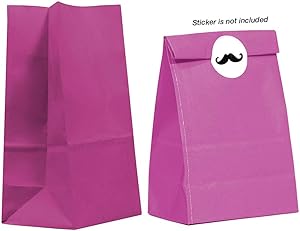 40CT Biodegradable, Food Safe Ink & Paper, Premium Quality Paper (Thicker), Paper Bag, Kraft Paper Sack, Goody Bags, Treat Sacks, Perfect for Party Filled with Small Favors (Medium, Magenta)