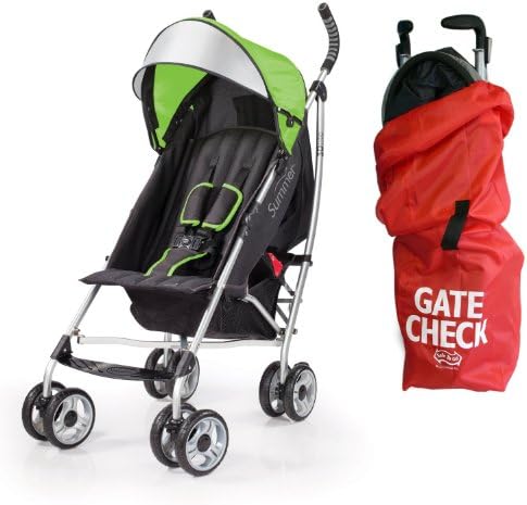 Summer Infant 3D Lite Convenience Stroller with Airport Gate Check Travel Bag, Green