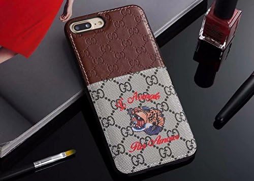 iPhone 6 Plus/6s Plus Phone Case, Luxury PU Leather Monogram Wallet Style Cover Case Compatible for Apple iPhone 6 Plus iPhone 6s Plus (Brown+Tiger)