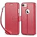 TUCCH iPhone 7 Case, Leather Wallet Phone Case [Card Slot] [Flip] [Wallet] [Stand] [Wrist Strap] Carry-All Case Compatible with iPhone 7 (4.7 Inch), Red