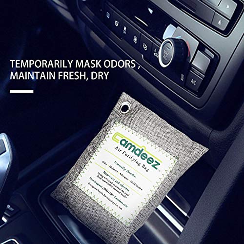 4 Pack Camdeez Natural Air Purifying Bags, Gym Bag & Shoe Deodorizer, Activated Bamboo Charcoal Purifying Bag, Air Freshener, Odor Eliminator, Odor Absorber for Car Pet Litter Fridge Closet 200g x 4 P - Thumbnail 4