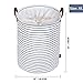 DOKEHOM 22-Inches Freestanding Laundry Basket with Lid, Collapsible Extra Large Drawstring Clothes Hamper Storage with Handle (Blue Stripe, XL)