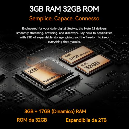 Ulefone Armor Note 22 Smartphone Offerta Android 16, 20GB+32GB/2TB TF Cellulari Octa-Core, 5.0", 4G Dual SIM Telefono Cellulare Offerta, WiFi 5G/3.5mm/ Face ID/3 Slot Eer Carte/3 Anni di Garanzia