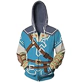 CHLOBLOM Link Hoodie Cosplay Costume Zipper Jacket Novelty Sweatshirt