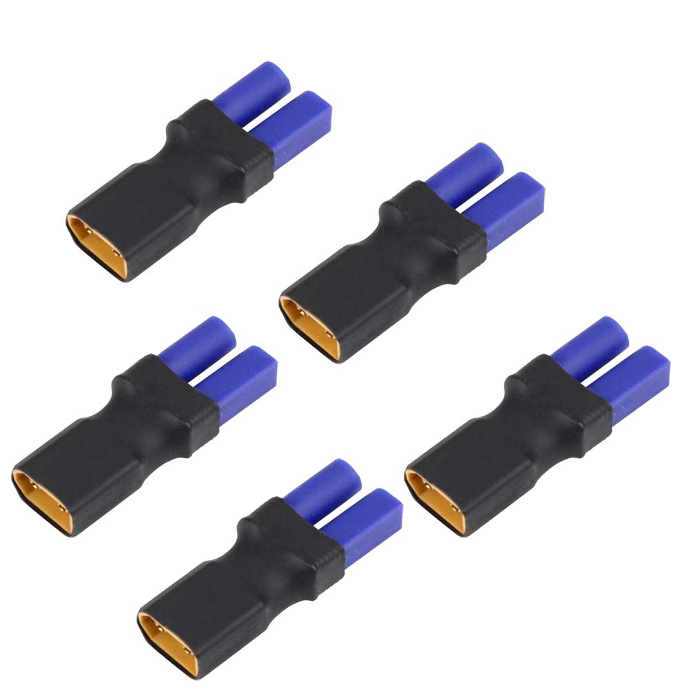 LINSYRC 5-Pack XT60 Male Connector to EC5 Female Connector no wire Adapter for RC Model RC Lipo Battery