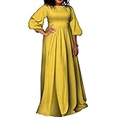 Afrilisco Satin Dresses for Women Elengant Wedding Guest Dress Lady African Dashiki Party Dresses O-Neck Cocktail Long Dress