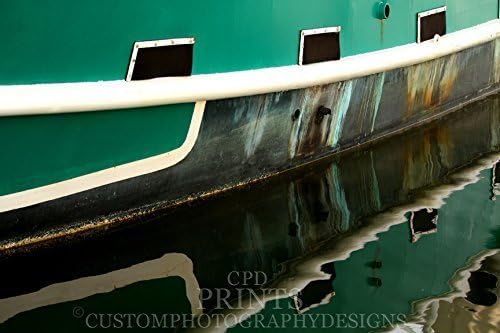 The Green Sea. An abstract reflection of a boat on the water.