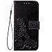 Samsung Galaxy J7 2017 Wallet Case,J7 V,J7 Perx,J7 Prime,J7 Sky Pro,Flower Embossed [Wrist Strap] [Credit Card Holder] Leather Wallet Flip Protective Case Cover for Samsung Galaxy J7 2017 (Black)