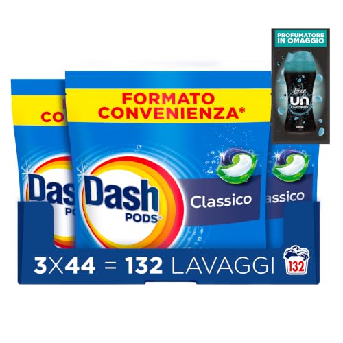 Dash Pods Classico Detersivo Lavatrice, 132 Lavaggi (44x3).
