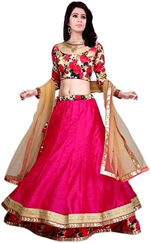 Radheshyam Enterprise Women's Net Lehenga Choli, Free Size, Pink