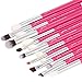 Jessup Professional Natural-Synthetic Eye Makeup Brushes Set 15pcs for Eyeshadow Blending Concealer Eyeliner Eyebrow, Rose Carmine/Silver T197