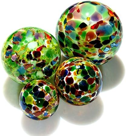 Totally Blown GlassworksPond Float. Handmade Blown Glass, Garden Gazing Ball, Table Centerpiece, Assorted sizes available. Home and Patio Decor. Artist Dehanna Jones. Seattle, WA. (Green Rainbow MM)