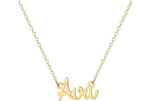 MOMOL 18K Gold Plated Stainless Steel Name Necklace Personalized Custom Name Necklace Customized Nameplate Necklace for Women Girls