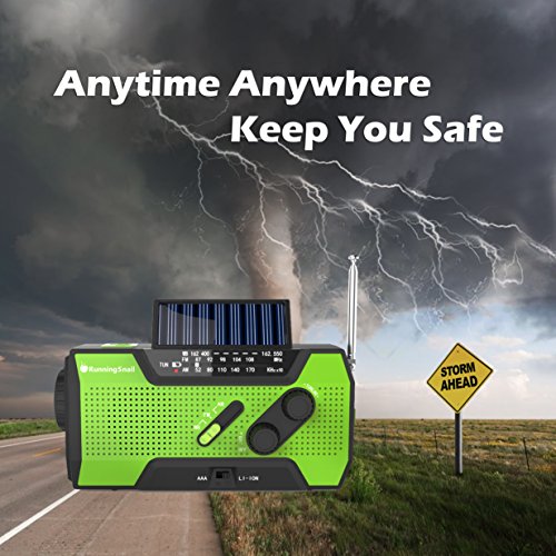 RunningSnail Solar Crank NOAA Weather Radio For Emergency with AM/FM, Flashlight, Reading Lamp And 2000mAh Power Bank Electronics, Portable Audio & Video, Radios, Weather Radios