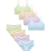 Finihen Girl Seamless Training Bras&amp;Underwear with Padded Adjustable Straps | Adjustable straps,No Show wire-free,Removable padding,Teen Bra Comfortable