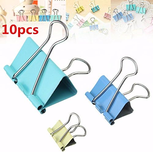 10Pcs Assorted Colour Foldback Clips Grip Clamps Filing Letter (Random: Size)