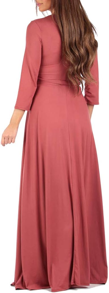 Mother Bee Maternity Faux Wrap Maternity Dress with Adjustable Belt for Baby Shower Or Casual Wear at  Women’s Clothing store