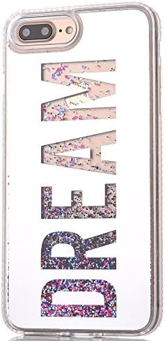 iPhone 6 6s 4.7" Glitter Slim Cover, GreenDimension Plating Diamond Soft Silicone Flexible Transparent TPU Bumper Shiny Quicksand Moving Bling Sparkle Heart Flowing Clear Hard PC Case (Dream - Silver)
