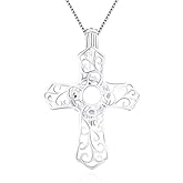 LGSY 925 Sterling Silver Cross Cage Pendants Crafting Charm for DIY Necklace Bracelet Jewelry Making