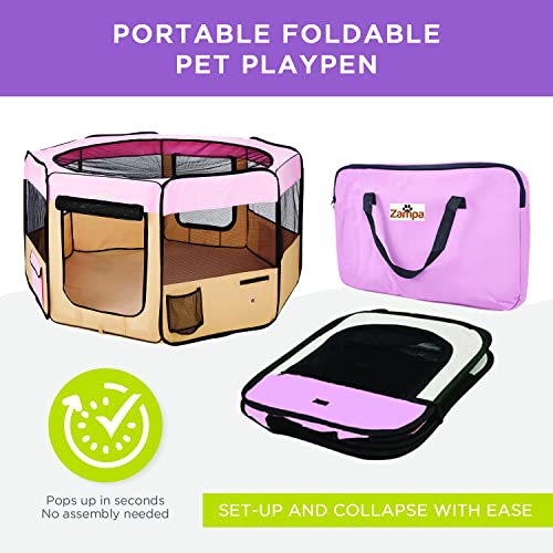 Zampa Dog Playpen Medium 45"x45"x24" Pop Up Portable Playpen for Dogs