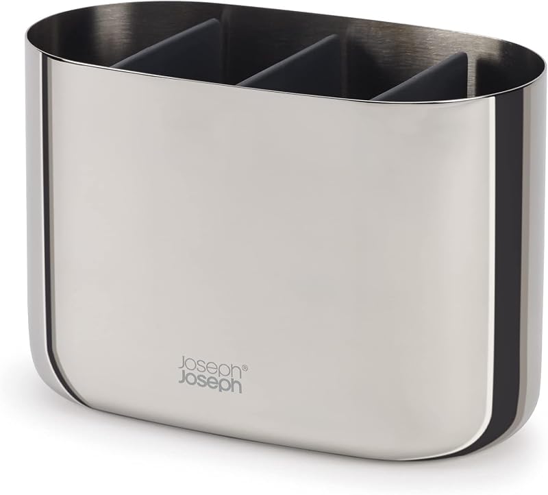 EasyStore, elegante escova de dentes e suporte para pasta de dentes, arrumação para casa de banho, grande em aço inoxidável