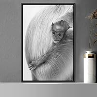 Framed Canvas Wall Art High Contrast Portrait Animals Black and White Contemporary Dogs Duotone Expressive Grey Photography Portrait - 16x24 inches