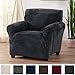 Velvet Plush Stretch Arm Chair Slipcover. Velvet Chair Furniture Protector, Soft Anti-Slip, High Stretch (Chair, Dark Grey)